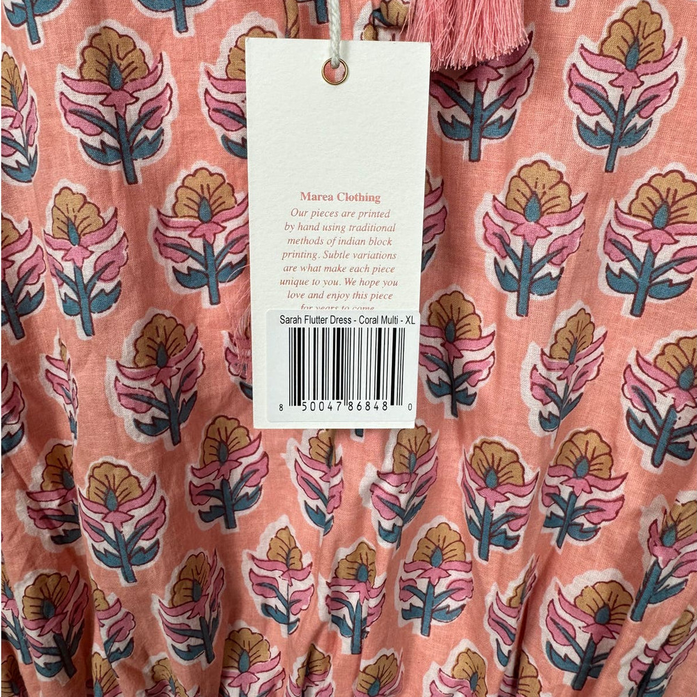 Marea Sarah Flutter Dress in Coral Multi Size XL - Picture 9 of 11